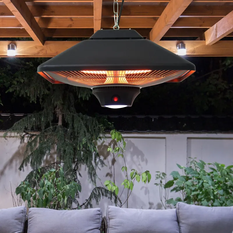 Calefactor Exterior 1000/2000W Estufa Colgante de Techo Infrarrojos Radiante Halógeno con Control Remoto Luz LED... - Ogal.Es