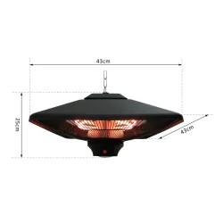 Calefactor Exterior 1000/2000W Estufa Colgante de Techo Infrarrojos Radiante Halógeno con Control Remoto Luz LED... - Ogal.Es