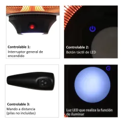 Calefactor Exterior 1000/2000W Estufa Colgante de Techo Infrarrojos Radiante Halógeno con Control Remoto Luz LED... - Ogal.Es