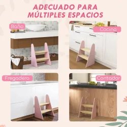 Taburete para Niños de 2 Peldaños Torre de Aprendizaje para Niños de +3 Años para Baño Cocina Librería Dormitori... - Ogal.Es