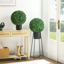 Juego de 2 Bolas Topiarias Artificiales de Boj de 40 cm Plantas Esféricas Falsas UV-Protegidas Interior Exterior... - Ogal.Es