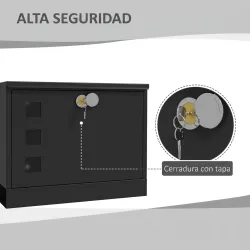 Buzón Exterior de Metal de Pared Correo Cerradura y 2 Llaves Ventanas de Vista Cierre Silencioso 36,5x11,5x29 cm... - Ogal.Es