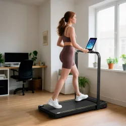 Cinta de Correr Plegable Inclinado Debajo del Escritorio 2 en 1 con 2.0HP 6 km/h Pantalla LED Control Remoto Negro - Ogal.Es