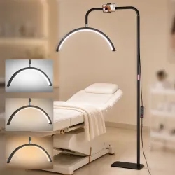 Lámpara Pestañas Media Luna con Cabeza Giratoria 350° 7 Temperaturas de Color Brillo Ajustable Soporte para Telé... - Ogal.Es