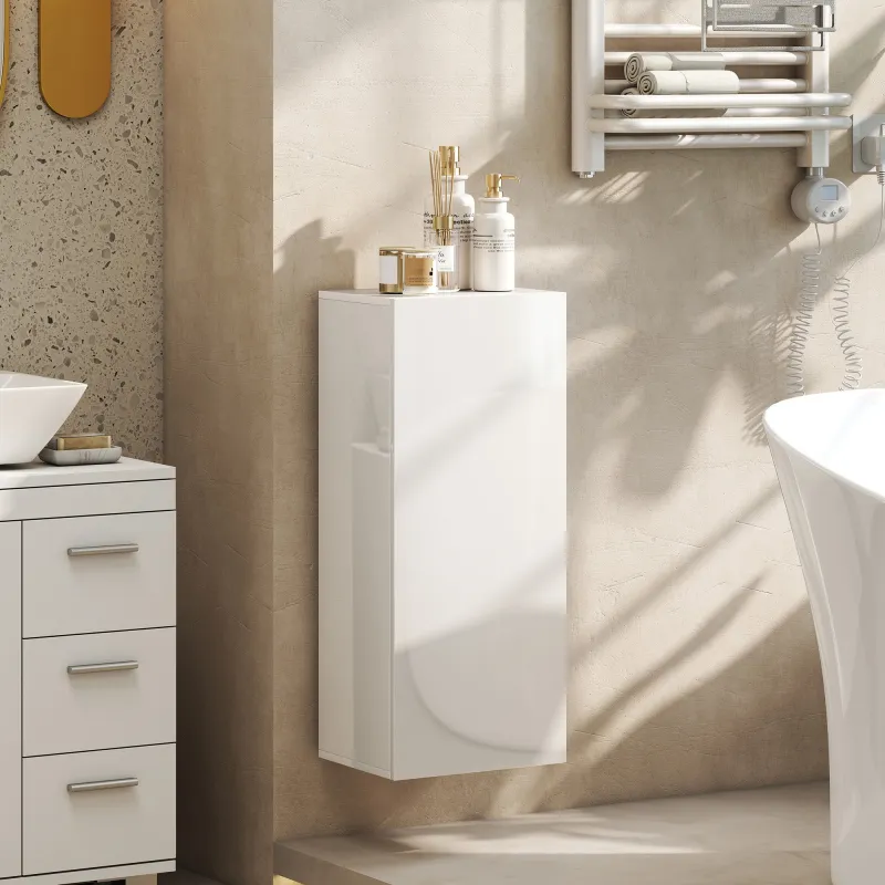 Armario de Baño de Pared Moderno con Puerta Alto Brillo Estantes Ajustables de Vidrio Templado 30x23,4x71,2 cm B... - Ogal.Es