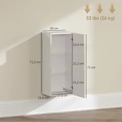 Armario de Baño de Pared Moderno con Puerta Alto Brillo Estantes Ajustables de Vidrio Templado 30x23,4x71,2 cm B... - Ogal.Es