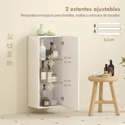 Armario de Baño de Pared Moderno con Puerta Alto Brillo Estantes Ajustables de Vidrio Templado 30x23,4x71,2 cm B... - Ogal.Es