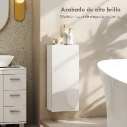 Armario de Baño de Pared Moderno con Puerta Alto Brillo Estantes Ajustables de Vidrio Templado 30x23,4x71,2 cm B... - Ogal.Es