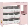 Organizador Infantil con Compartimentos 9 Cestas Extraíbles y Láminas de Pegatinas 92x30x80 cm Rosa - Ogal.Es