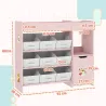 Organizador Infantil con Compartimentos 9 Cestas Extraíbles y Láminas de Pegatinas 92x30x80 cm Rosa - Ogal.Es