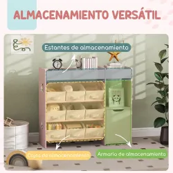 Organizador Infantil con Compartimentos 9 Cestas Extraíbles y Láminas de Pegatinas 92x30x80 cm Rosa - Ogal.Es