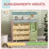 Organizador Infantil con Compartimentos 9 Cestas Extraíbles y Láminas de Pegatinas 92x30x80 cm Rosa - Ogal.Es
