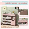 Organizador Infantil con Compartimentos 9 Cestas Extraíbles y Láminas de Pegatinas 92x30x80 cm Rosa - Ogal.Es