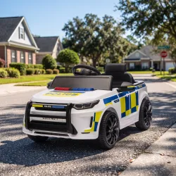 Coche Eléctrico para Niños de Policía 12V Mando a Distancia 2,4 G 2 Motores Arranque Suave Sirena Luces Música B... - Ogal.Es