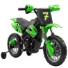 Moto Eléctrica Niños 12V con 2 Ruedas Auxiliares Desmontables 2 Motores Suspensión Trasera 3 km/h 3-6 Años Verde - Ogal.Es
