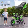 Moto Eléctrica Niños 12V con 2 Ruedas Auxiliares Desmontables 2 Motores Suspensión Trasera 3 km/h 3-6 Años Verde - Ogal.Es