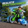 Moto Eléctrica Niños 12V con 2 Ruedas Auxiliares Desmontables 2 Motores Suspensión Trasera 3 km/h 3-6 Años Verde - Ogal.Es