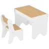 Juego de Mesa Infantil con Silla con Cajón Mesa y Silla Infantil Montessori 3 a 8 Años Blanco y Madera Natural - Ogal.Es