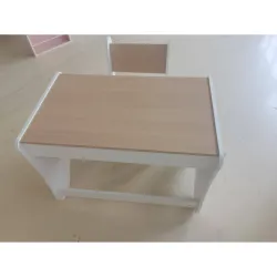 Juego de Mesa Infantil con Silla con Cajón Mesa y Silla Infantil Montessori 3 a 8 Años Blanco y Madera Natural - Ogal.Es