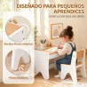 Juego de Mesa Infantil con Silla con Cajón Mesa y Silla Infantil Montessori 3 a 8 Años Blanco y Madera Natural - Ogal.Es