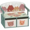 Banco Infantil Convertible 3 en 1 Juego de Mesa y Silla Baúl de Juguetes con 2 Cajones de Tela 3-6 Años Verde - Ogal.Es