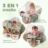 Banco Infantil Convertible 3 en 1 Juego de Mesa y Silla Baúl de Juguetes con 2 Cajones de Tela 3-6 Años Verde - Ogal.Es