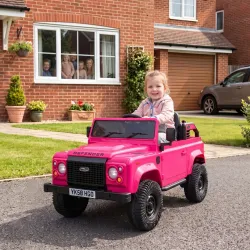 Coche Eléctrico Niños 12V Licencia Land Rover Defender Control Remoto 2,4G 2 Motores Arranque Suave Faros +3 Año... - Ogal.Es