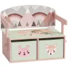 Banco Infantil Convertible 3 en 1 Juego de Mesa y Silla Baúl de Juguetes con 2 Cajones de Tela 3-6 Años Rosa - Ogal.Es