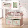 Banco Infantil Convertible 3 en 1 Juego de Mesa y Silla Baúl de Juguetes con 2 Cajones de Tela 3-6 Años Rosa - Ogal.Es