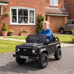 Coche Eléctrico Niños 12V Licencia Land Rover Defender Control Remoto 2,4G 2 Motores Arranque Suave Faros +3 Año... - Ogal.Es