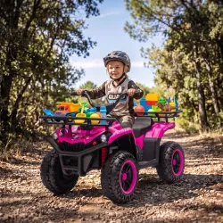 Quad Eléctrico para Niños 12V 2 Motores Batería de Litio Arranque Suave 2 Cestas Música MP3 Faros 3-8 Años Rosa - Ogal.Es