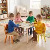 Mesa Infantil con 4 Sillas con Diseños de Animales Juego de Madera 5 Piezas para Niños y Niñas 3-8 Años Amarillo - Ogal.Es