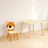 Mesa Infantil con 4 Sillas con Diseños de Animales Juego de Madera 5 Piezas para Niños y Niñas 3-8 Años Amarillo - Ogal.Es