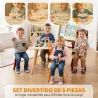 Mesa Infantil con 4 Sillas con Diseños de Animales Juego de Madera 5 Piezas para Niños y Niñas 3-8 Años Amarillo - Ogal.Es