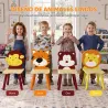 Mesa Infantil con 4 Sillas con Diseños de Animales Juego de Madera 5 Piezas para Niños y Niñas 3-8 Años Amarillo - Ogal.Es