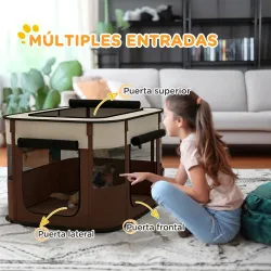 Parque para Perros y Gatos, Corralito Plegable Portátil para Cachorros Conejos y Cobayas Tela Oxford 84x64x53 cm... - Ogal.Es