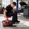 Taburete de Taller Móvil con Bandeja Altura Ajustable de 40-52 cm Carga 135 kg con Ruedas para Garaje Rojo - Ogal.Es