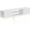 Mueble de TV Suspendido con Luces LED Enchufes Estantes Abiertos para Televisión 65 Pulgadas 140x29,5x26,5 cm Bl... - Ogal.Es
