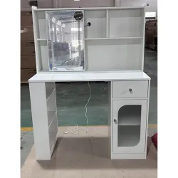 Tocador de Maquillaje Espejo Deslizante Luces LED 3 Colores Cajón 4 Compartimentos Puerta 3 Estantes Abiertos Bl... - Ogal.Es