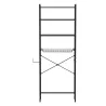 Mueble Sobre Inodoro de 3 Niveles con Portarrollos Estantes Ajustables Cesta Extraíble y Ganchos Marrón Rústico - Ogal.Es