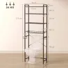 Mueble Sobre Inodoro de 3 Niveles con Portarrollos Estantes Ajustables Cesta Extraíble y Ganchos Marrón Rústico - Ogal.Es