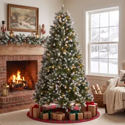 Árbol de Navidad 220 cm con 400 Luces LED 11 Modos Mando a Distancia 1378 Puntas Base Metálica Plegable Verde - Ogal.Es