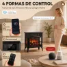 Chimenea Eléctrica 1000/2000 W con Efecto Llama 3 Vistas Termostato Wifi 5 Colores Temporizador 12h Negro - Ogal.Es