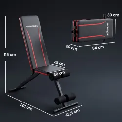 Banco de Musculación Plegable con Respaldo Ajustable 7 Niveles Extensión de Pierna Bandas para Casa Gimnasio Negro - Ogal.Es