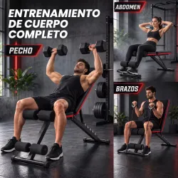 Banco de Musculación Plegable con Respaldo Ajustable 7 Niveles Extensión de Pierna Bandas para Casa Gimnasio Negro - Ogal.Es