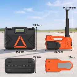 Kit de Gato Hidráulico Eléctrico 5T 12V 14,3-45 cm Luz LED Bomba Aire Llave Hexagonal Martillo Maletín Naranja - Ogal.Es