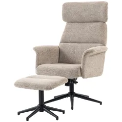 Sillón Relax con Reposapiés Reposacabezas Ajustable Giratorio Reclinable Asiento con Muelles Respaldo Alto Marrón - Ogal.Es