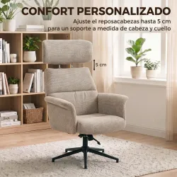 Sillón Relax con Reposapiés Reposacabezas Ajustable Giratorio Reclinable Asiento con Muelles Respaldo Alto Marrón - Ogal.Es