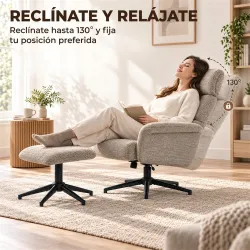 Sillón Relax con Reposapiés Reposacabezas Ajustable Giratorio Reclinable Asiento con Muelles Respaldo Alto Marrón - Ogal.Es