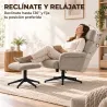 Sillón Relax con Reposapiés Reposacabezas Ajustable Giratorio Reclinable Asiento con Muelles Respaldo Alto Marrón - Ogal.Es